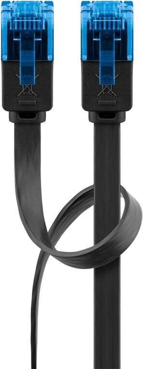 80x Goobay 96345 CAT 6A Flach-Patchkabel, U/UTP, schwarz, 5 m - Kupferleiter (CU)