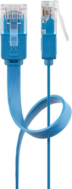 160x Goobay 96413 CAT 6 Flach-Patchkabel, U/UTP, blau, 2 m - Kupferleiter (CU)