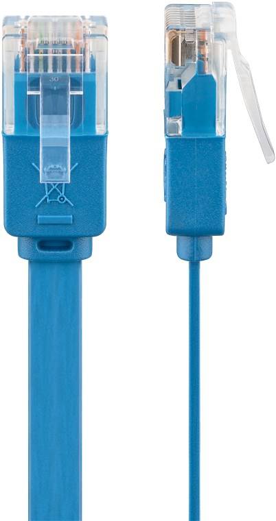 80x Goobay 96426 CAT 6 Flach-Patchkabel, U/UTP, blau, 5 m - Kupferleiter (CU)