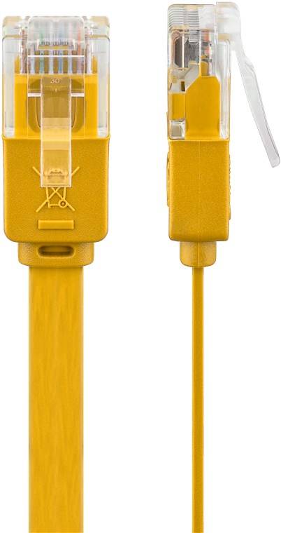 120x Goobay 96420 CAT 6 Flach-Patchkabel, U/UTP, gelb, 3 m - Kupferleiter (CU)
