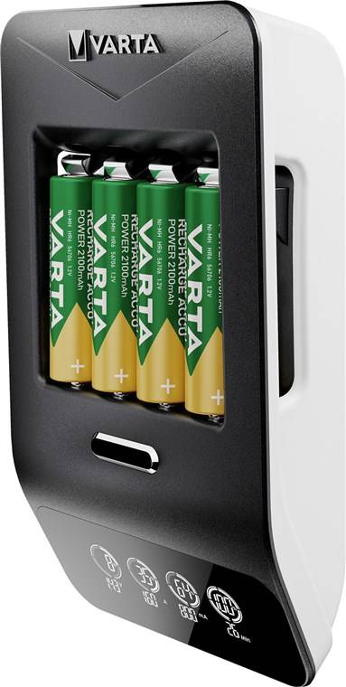 2x Varta 64756 Varta LCD Ultra Fast Charger+ (Typ 57685) inkl. 4x AA 2100 mAh, schwarz - lädt bis zu 4x AA-Akkus oder AAA-Akkus (NiMH) simultan