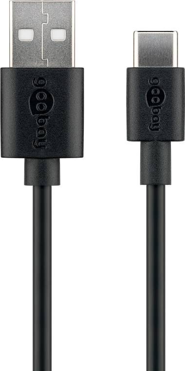 80x Goobay 59122 USB-C™ Lade- und Synchronisationskabel, 2 m, Schwarz - verbindet Geräte mit USB-C™- und USB-A-Anschlüssen miteinander