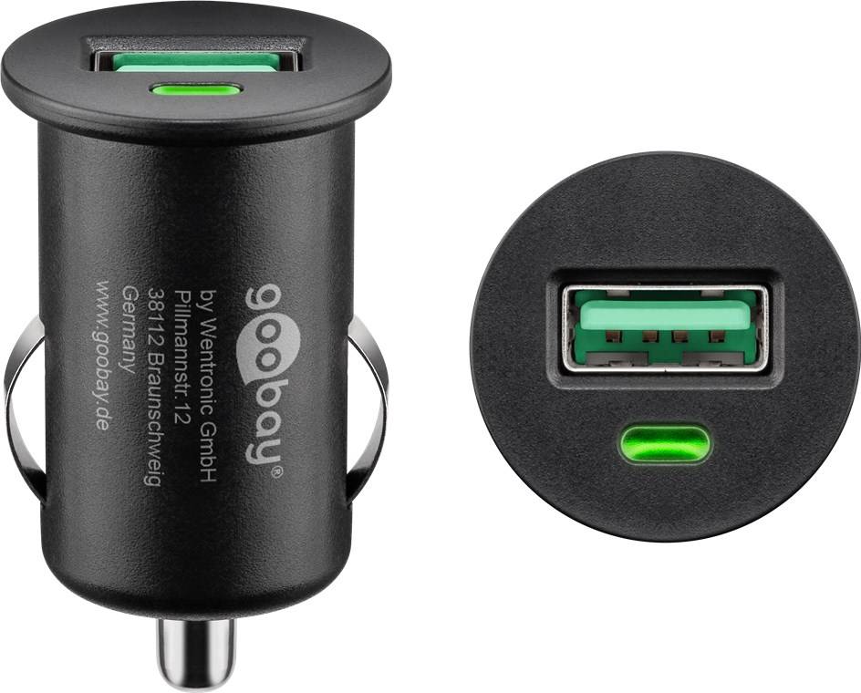 150x Goobay 45162 Quick Charge USB-Auto-Schnellladegerät (18 W), Schwarz - Kfz-Ladeadapter mit Quick Charge 3.0 (18 W), schwarz