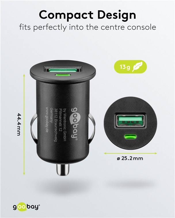 150x Goobay 45162 Quick Charge USB-Auto-Schnellladegerät (18 W), Schwarz - Kfz-Ladeadapter mit Quick Charge 3.0 (18 W), schwarz
