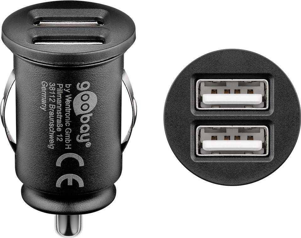 150x Goobay 58912 Dual-USB Auto-Ladegerät (15,5 W), Schwarz - Kfz-Ladeadapter mit 2x USB-Anschlüsse (15,5 W), schwarz
