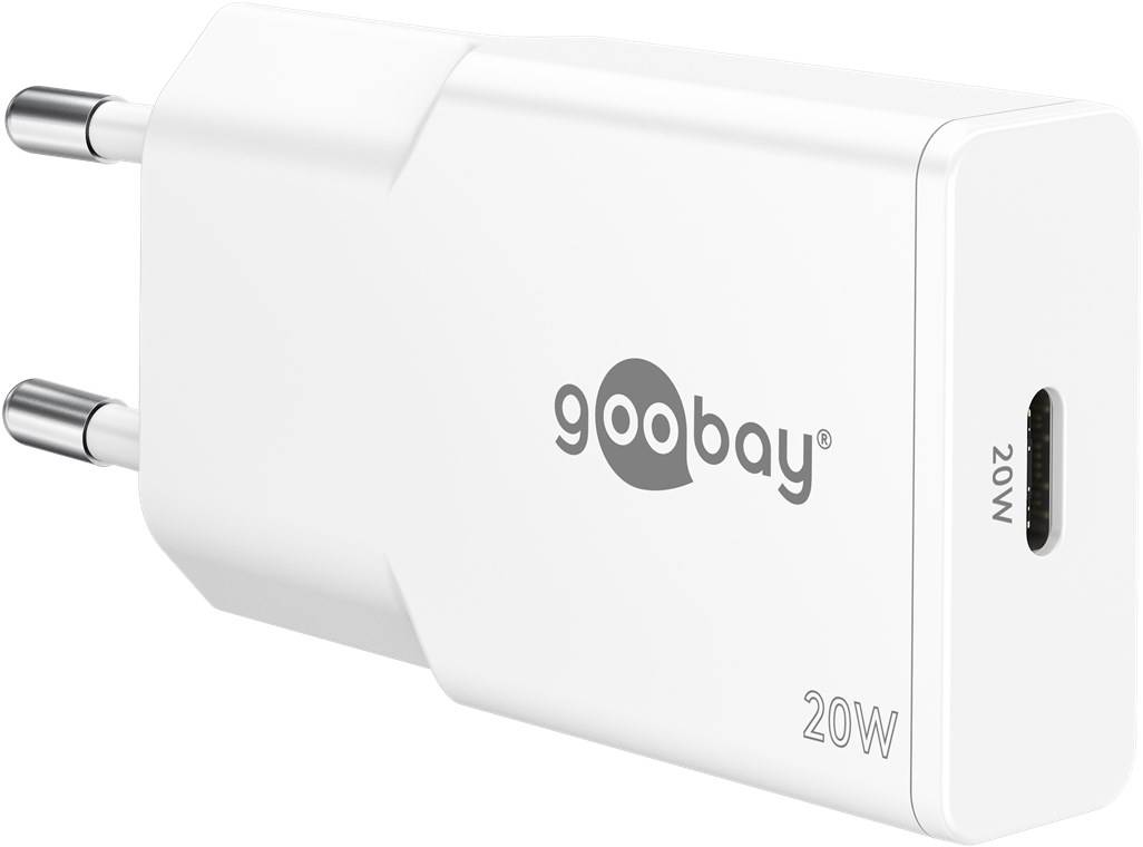 50x Goobay 75728 USB-C™ PD GaN Schnellladegerät Slim (20 W) weiß, weiß - 1x USB-C™-Anschluss (Power Delivery)