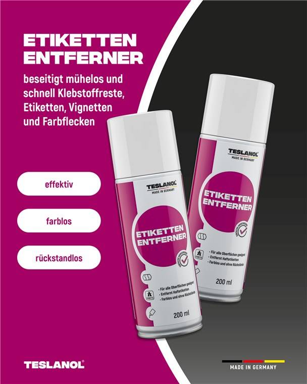 12x Teslanol 26008 Etikettenentfernerspray - beseitigt mühelos und schnell Etiketten – 200 ml
