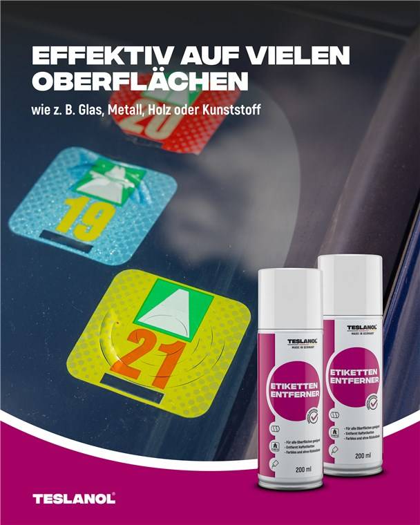 12x Teslanol 26008 Etikettenentfernerspray - beseitigt mühelos und schnell Etiketten – 200 ml