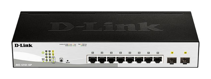 D-Link DGS-1210-10P/E Switch 280mm D-Link DGS-1210-10P 2*SFP/ 8*GE PoE retail