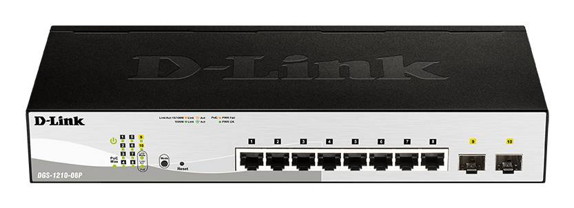 D-Link DGS-1210-08P/E Switch 280mm D-Link DGS-1210-08P 2*SFP/ 8*GE PoE retail
