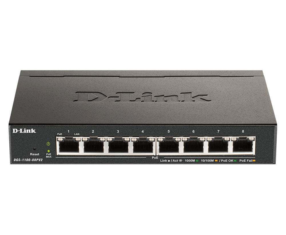 D-Link DGS-1100-08PV2/E Switch 190mm D-Link DGS-1100-08PV2 8*GE PoE retail