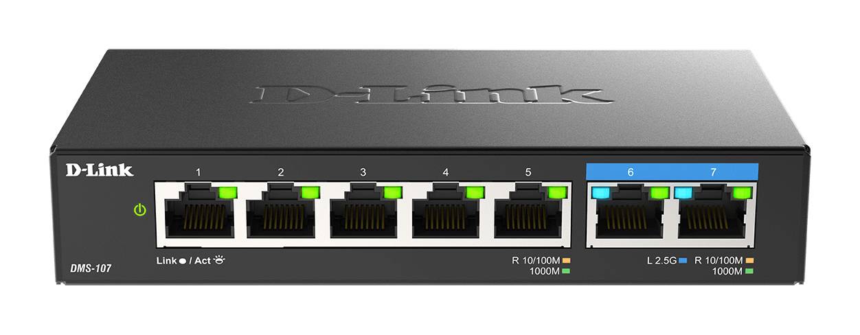 D-Link DMS-107/E Switch Desk. D-Link DMS-107 5*GE/2*2.5GE retail