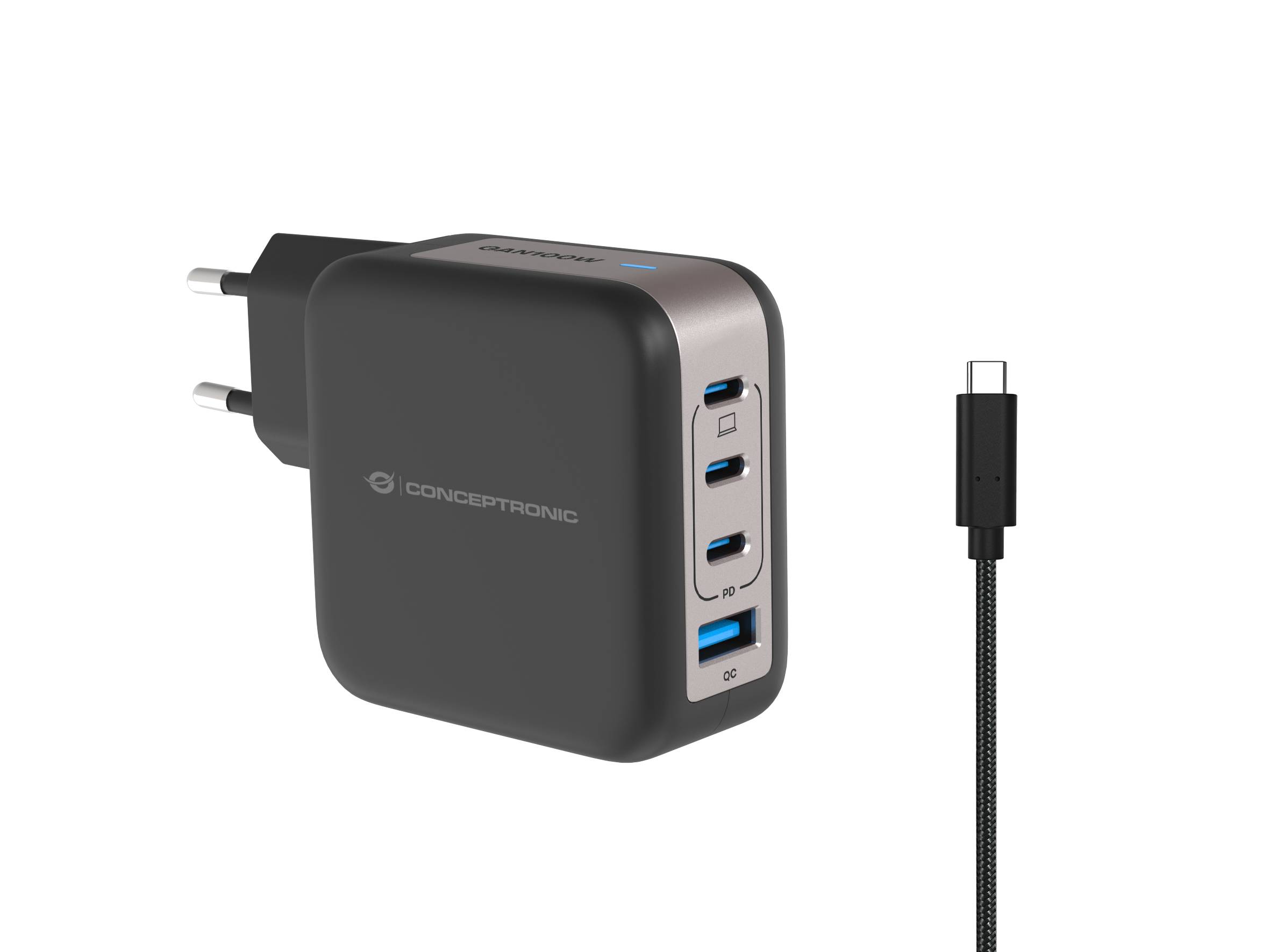 Conceptronic ALTHEA18B CONCEPTRONIC Ladegerät 4Port 100W,3xUSB-C,1xUSB-A 1.5m sw