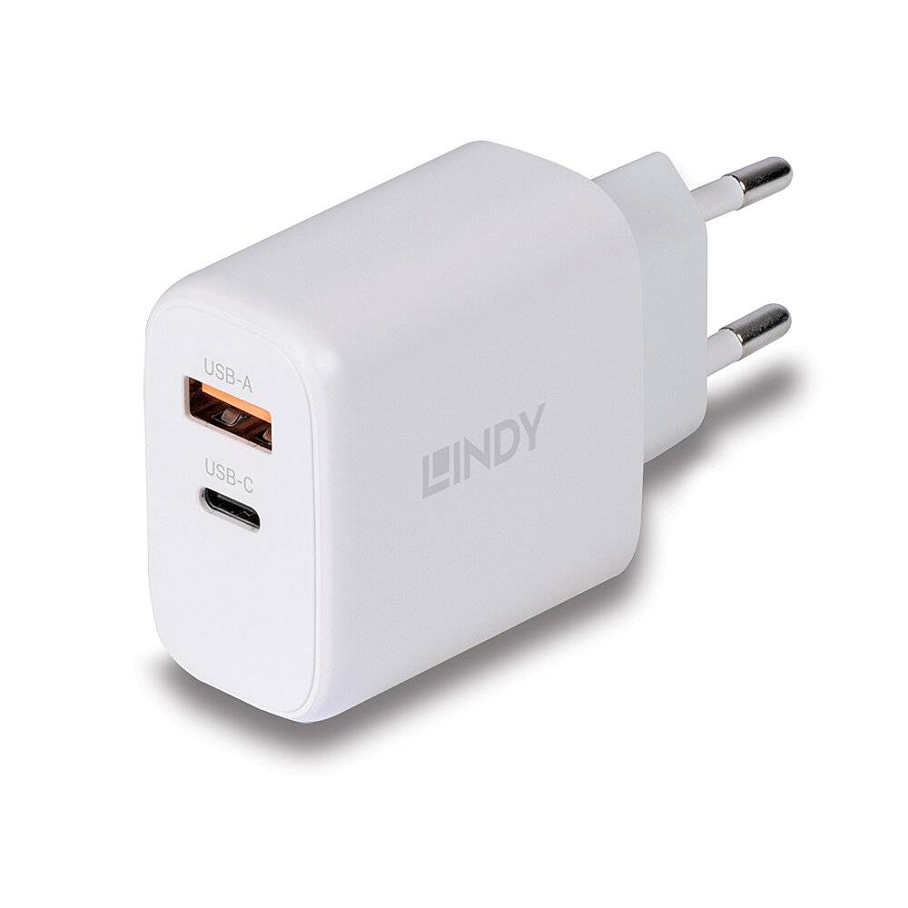 Lindy 73428 LINDY USB Ladegerät Typ A+C GaN Charger 65W, weiß