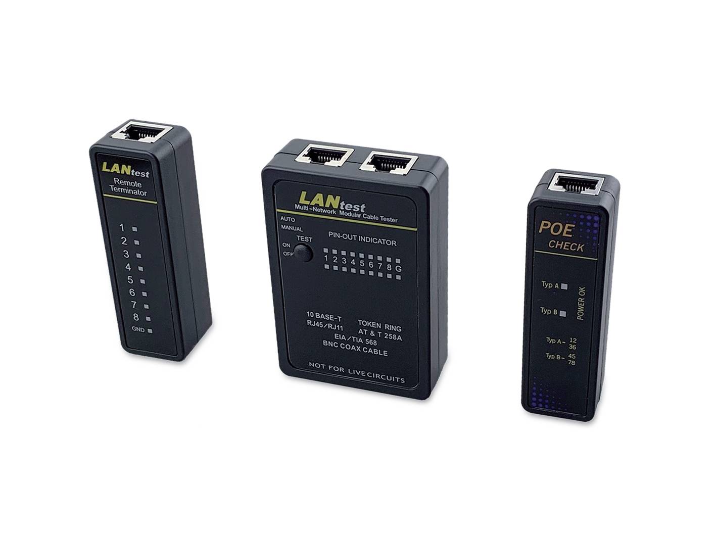 Equip 129968 Equip Kabeltester Netzwerk f. RJ45/RJ11/RJ12/BNC Kabel sw