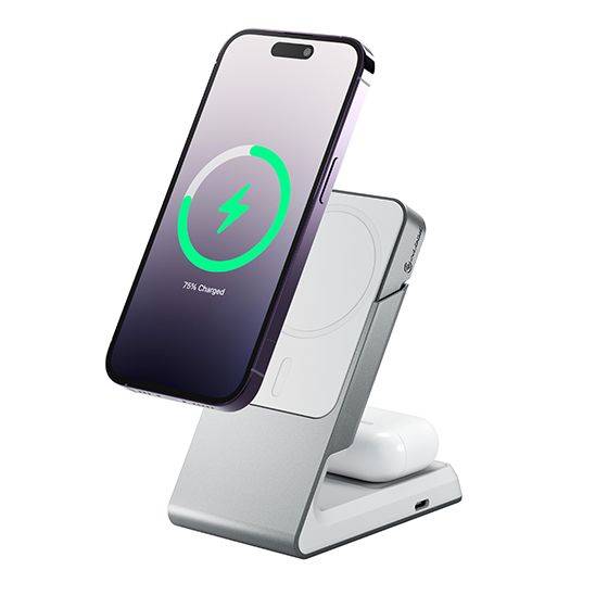 Alogic MSCDDWH Alogic Ladegerät univers. 2in1 mit Halterung MagSafe+QI weiß