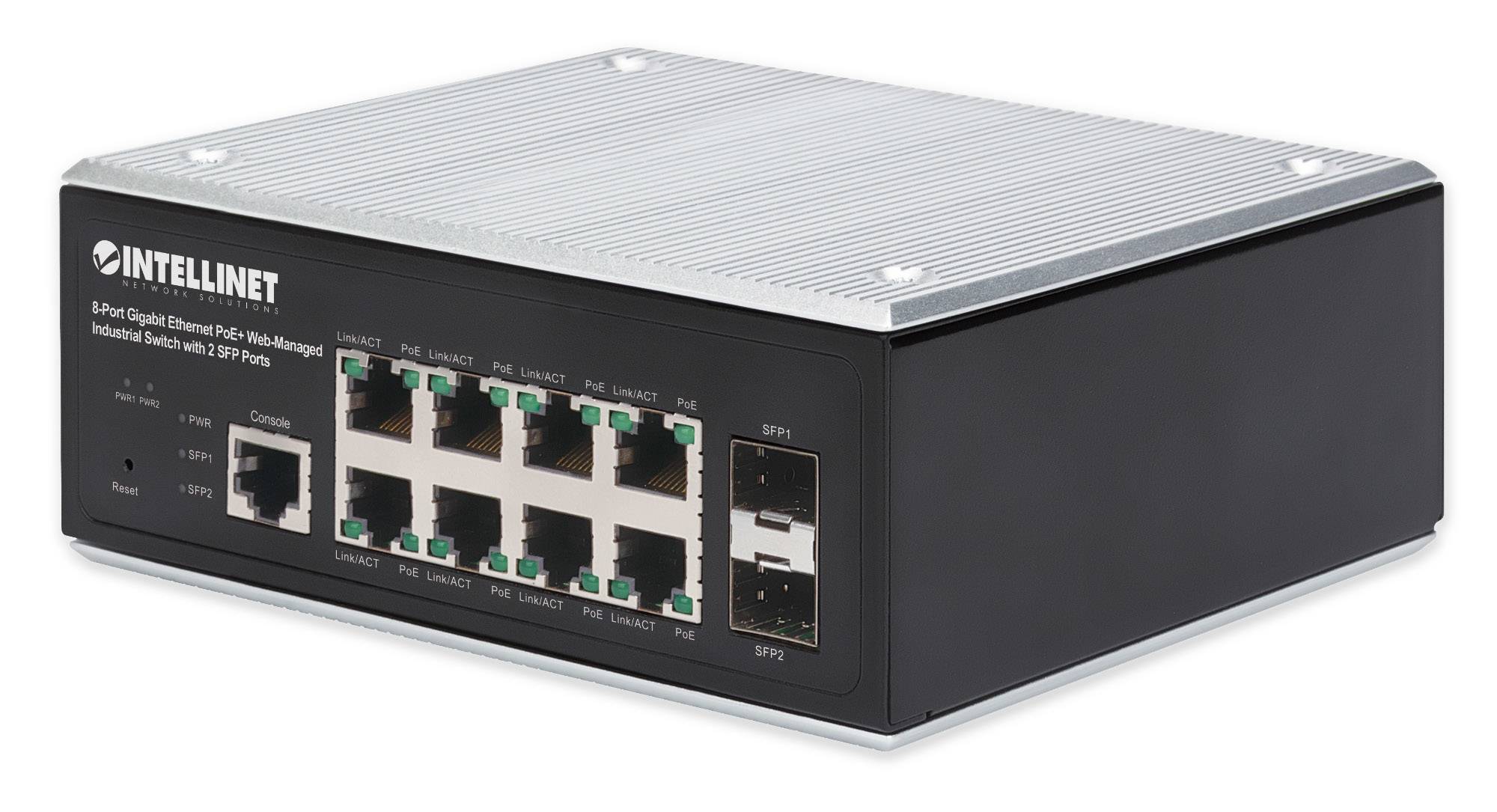 Intellinet 508278 INTELLINET 8-Port Gb PoE+ Web-Managed Industrie-Switch 2xSFP