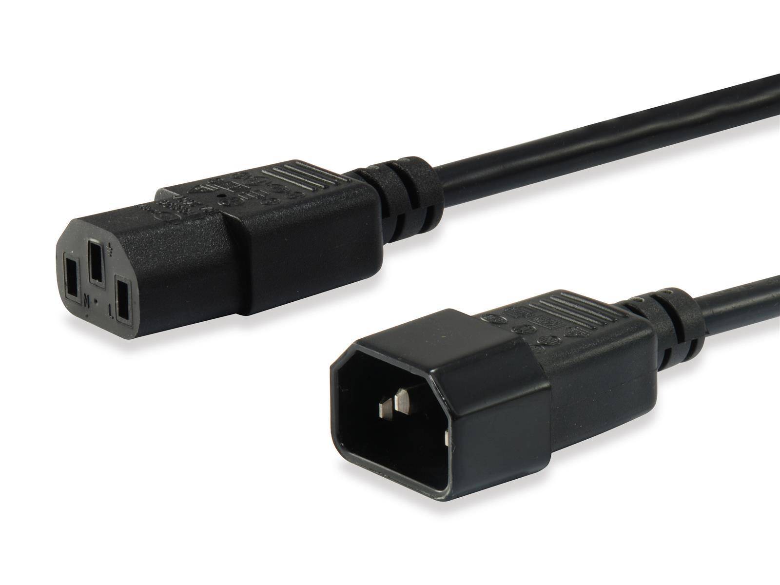 Equip 112101 Equip Kaltgeräteverl.-Kabel IEC C14 -> IEC C13 St/Bu 3m sw Polybeutel