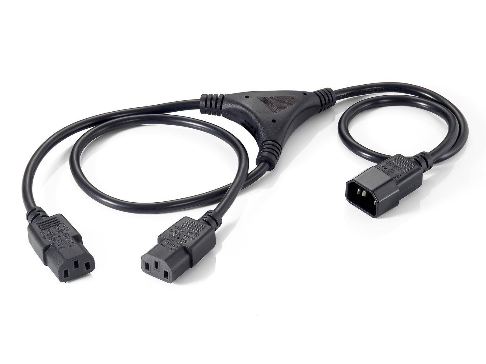Equip 112210 Equip Y-Netzverlängerung IEC C14 -> 2x IEC C13 St/Bu 1.6m sw Polybeutel