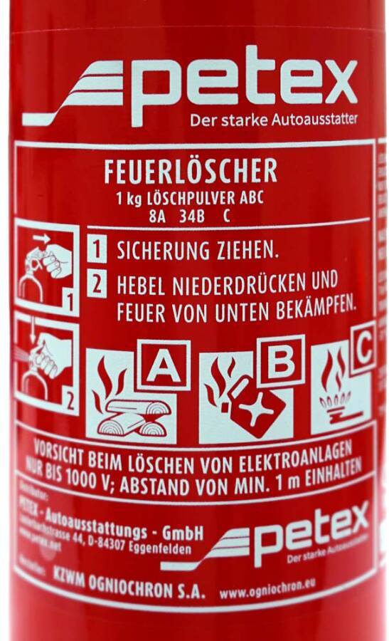 Dauerdrucklöscher mit Manometer 932131903 Löschmittel 1 kg Löschpulver ABC Typ mit Manometer geeignet für Brandklassen A