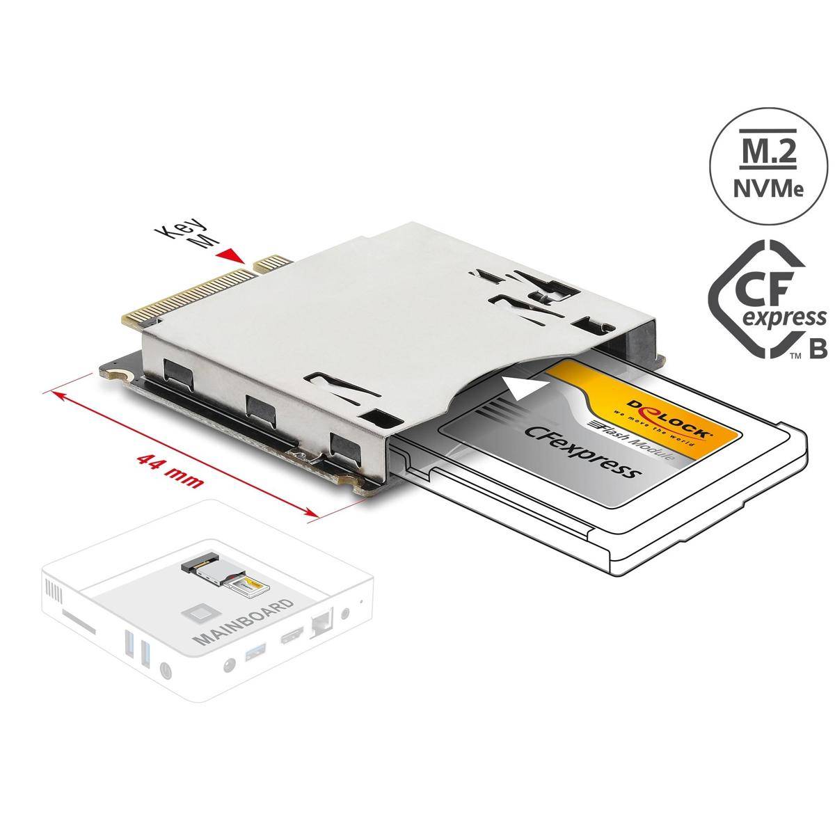 64362 - Delock Adapter M.2 Key M Stecker zu CFexpress Typ B Slot