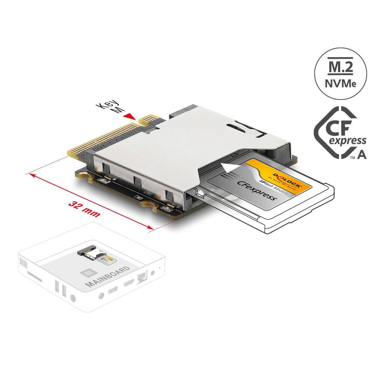 64363 - Delock Adapter M.2 Key M Stecker zu CFexpress Typ A Slot
