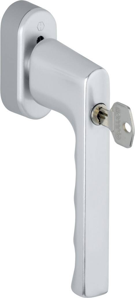 HOPPE-Aluminium-Dreh-/Kipp-Fenstergriff mit SecuForte und VarioFit, abschließbar geprüft nach DIN EN 13126-3 23/180-0133/33/C1 und RAL-GZ 607/9,