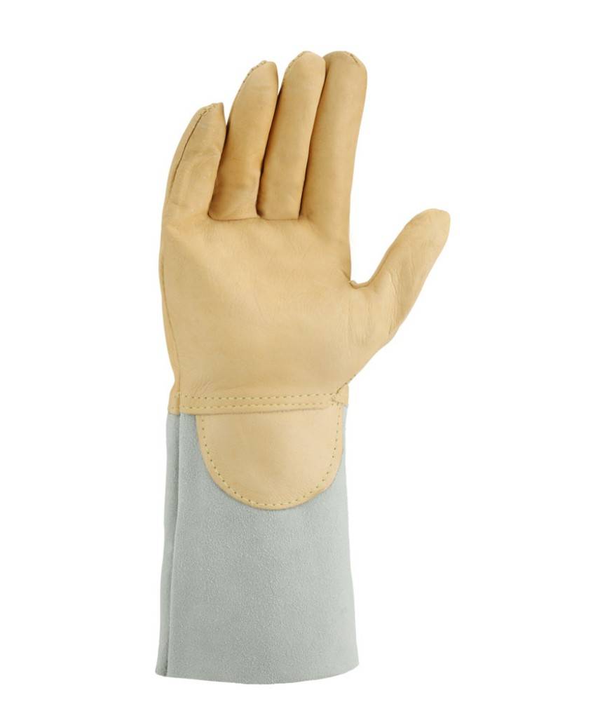 teXXor Schweißerhandschuhe ARGON IIIAusführung Rindnappaleder 5-Finger-Design ausgesuchte Lederqualitäten ungefüttert Pulsschutz durch extra lange