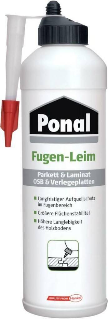 Ponal Parkett und Laminat Fugen-LeimProduktbeschreibung Weißleim Zur dauerhaften Verleimung von Nut und Feder bei der Verlegung von Fertigparke