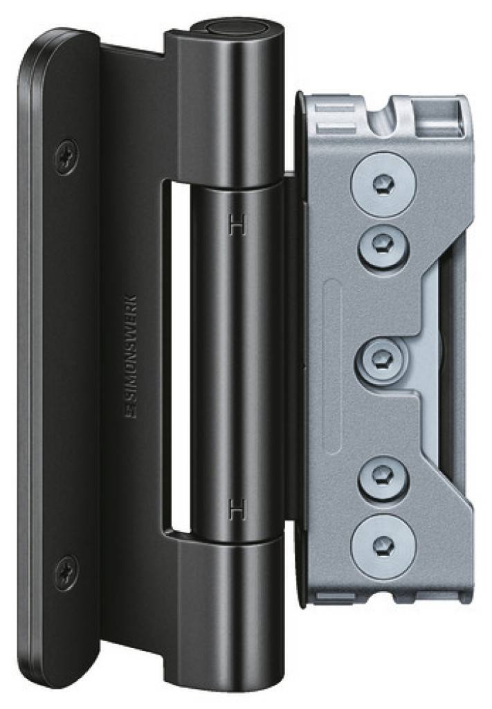 SIMONSWERK Haustürband Baka Protect 4010 3D FDFarbe RAL 9005 schwarzmattSatz3StückProduktmerkmale für gefälzte Holzhaustüren verdeckt liege