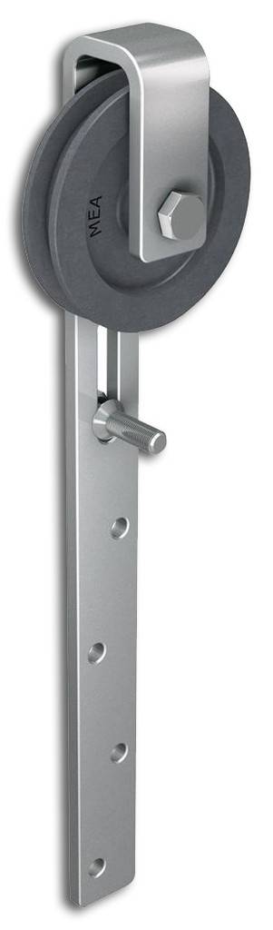 Schiebetorrolle mit Bügel Aus Qualitäts-Grauguss mit Schutzanstrich Walzenlagerung mit Korb und einseitig verlängerter Nabe Mit Gleitstift Mit feue
