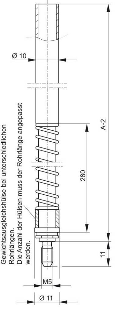 Treibriegelstange B 9036 ohne Abbildung Stahlrohr verzinkt M5-Gewindezapfen Mit Verriegelungsfeder und Gleitstopfen Zur Erzielung der gena