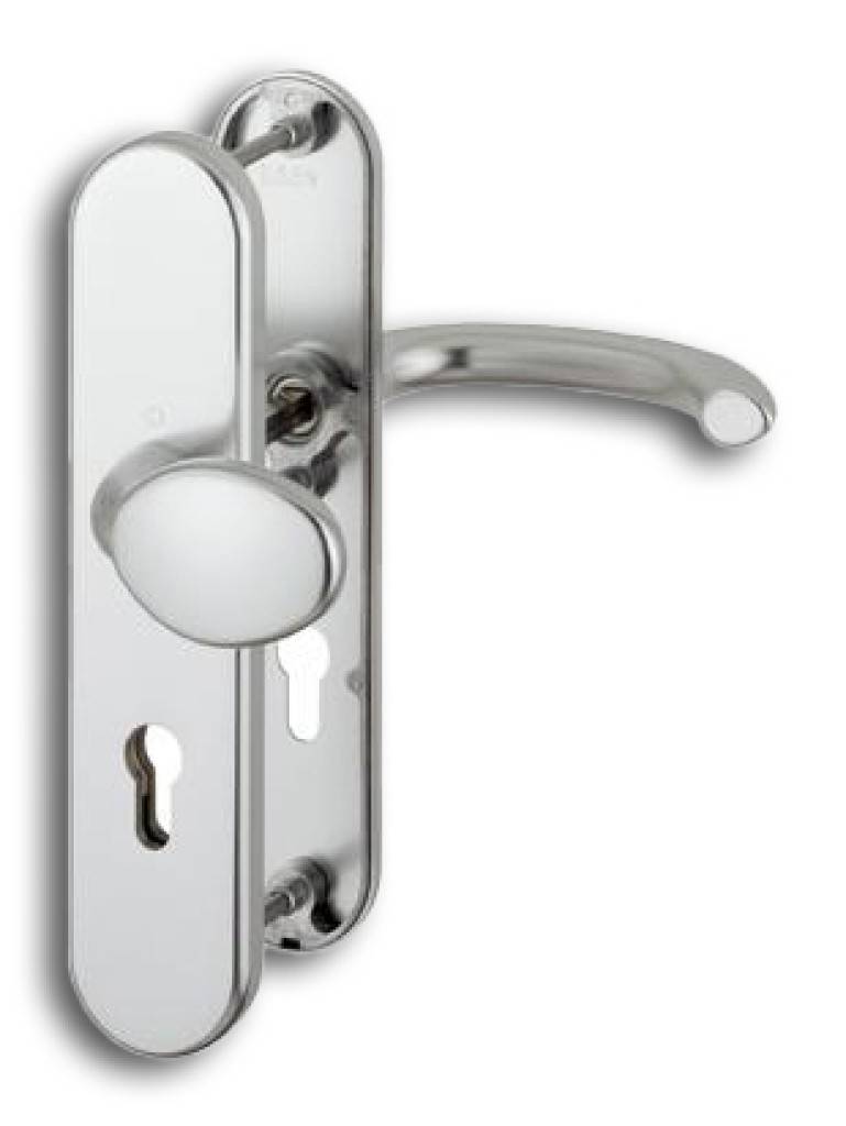 HOPPE-Aluminium-Schutz-Langschild-Türgriff-Garnitur für Außen-/Wohnungsabschluss-Türen geprüft nach DIN EN 1906 37-0142A SK2, zertifiziert nac