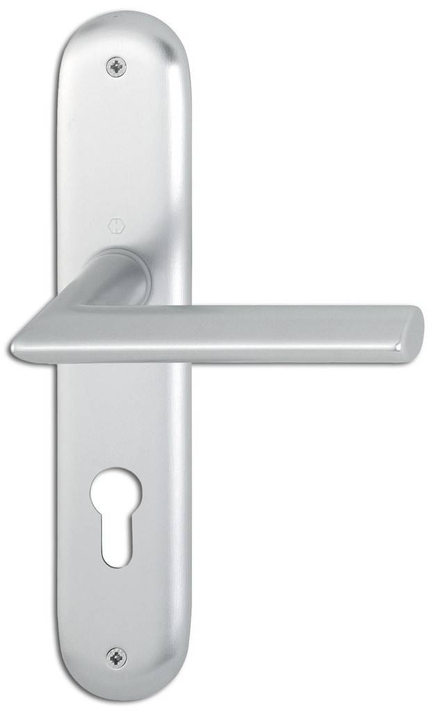 HOPPE-Aluminium-Langschild-Türgriff-Garnitur für Innentüren geprüft nach DIN EN 1906 37-0140A, Objekt-Garnitur Lagerung Türgriffe lose, Rü