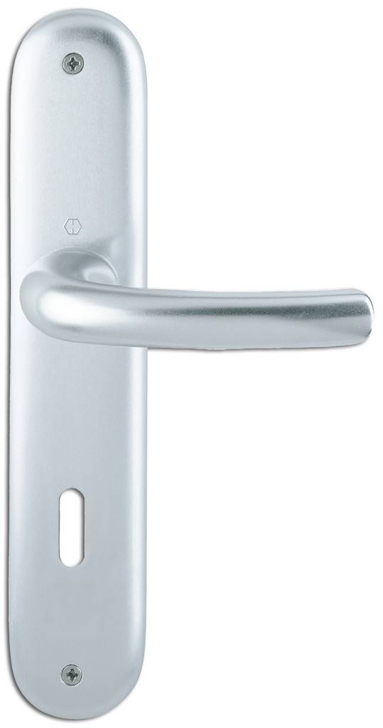 HOPPE-Aluminium-Langschild-Türgriff-Garnitur für Innentüren geprüft nach DIN EN 1906 37-0140A, Objekt-Garnitur Lagerung Türgriffe lose, Rü