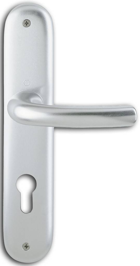 HOPPE-Aluminium-Langschild-Türgriff-Garnitur für Innentüren geprüft nach DIN EN 1906 37-0140A, Objekt-Garnitur Lagerung Türgriffe lose, Rü
