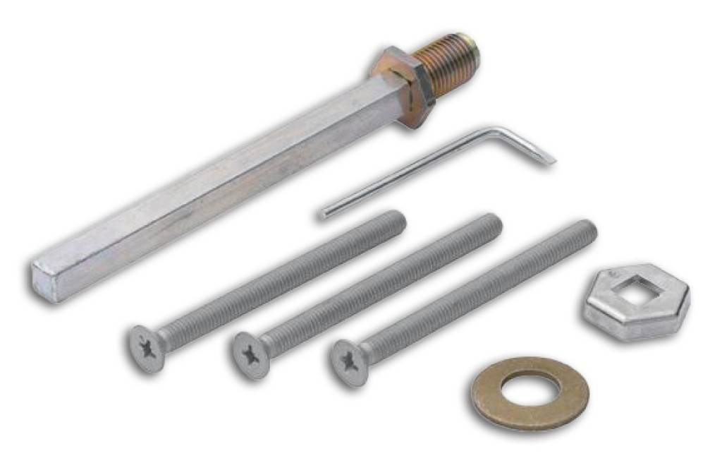 Befestigungs-Set M6 für Schutz-Wechsel-Garnituren mit SchnellstiftAus Eisen, 8 mm HOPPE-FDW-Vollstift bei 10 mm abgesetzer FDW-Vollstift 10 mm auf