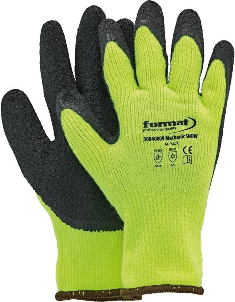 FORMAT Kälteschutzhandschuh MechanicSNOWZulassung/Norm EN 3882016, EN 511Ausführung Sehr gute Griffeigenschaften Höchste Sichtbarkeit Robu