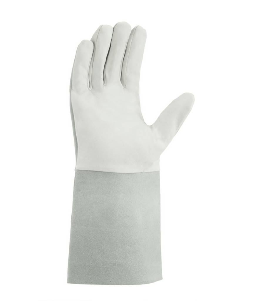 teXXor Schweißerhandschuhe ARGON IIAusführung Ziegen-/Schafsnappaleder 5-Finger-Design ungefüttert Pulsschutz durch extra lange Stulpe Flügeldaume