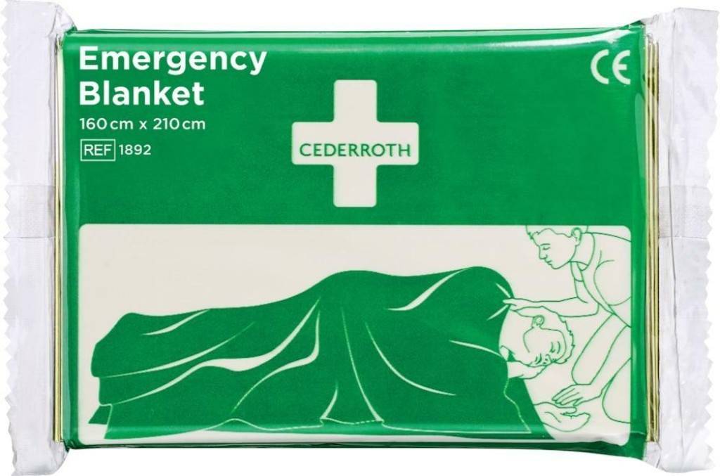 RettungsdeckeAusführungAluminium beschichtetSchützt vor UnterkühlungMaterial PolyesterMaße 160 cm hoch x 210 cm breit