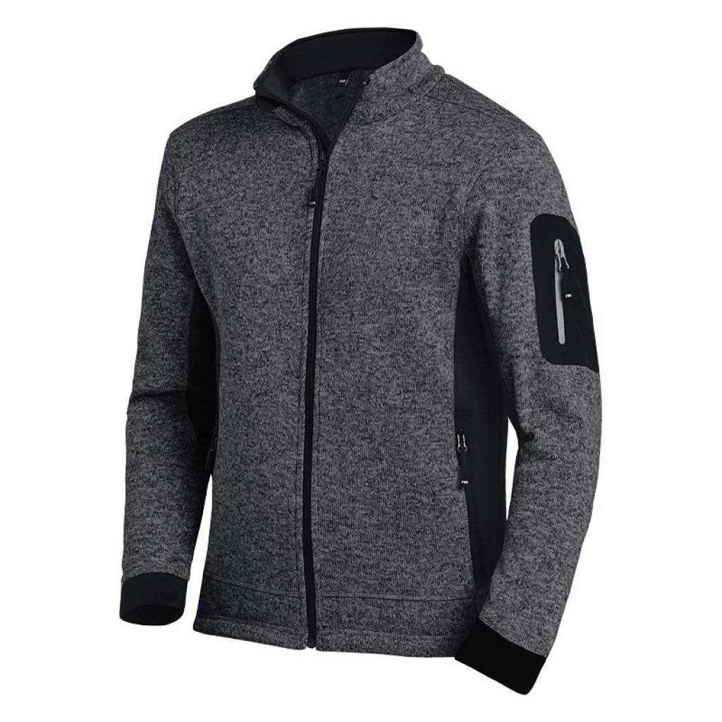 FHB CHRISTOPH Strick-Fleece-Jacke HerrenKörpernahe Passform, elastische, schwarze Seitenbereiche aus 100 Polyester.Eigenschaften 2 geräumige, vor