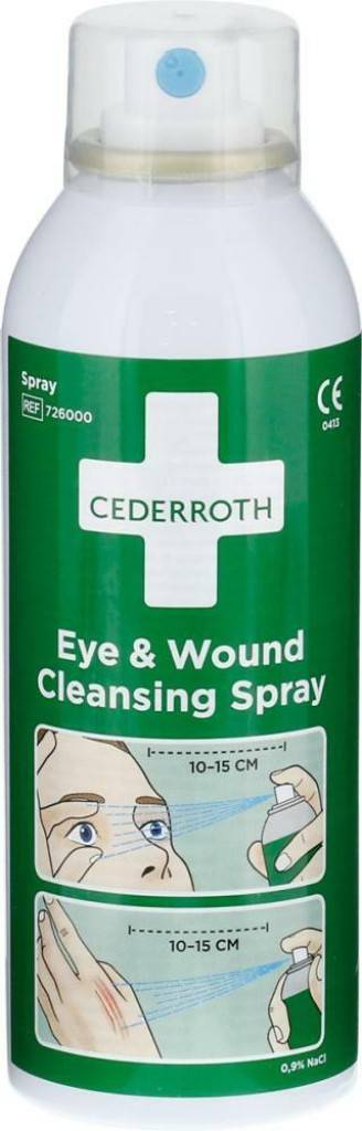 Reinigungsspray für Augen und WundenEigenschaften Geschmeidiger Sprühstrahl Spray kann mehrmals verwendet werden Zur Reinigung und Spülung