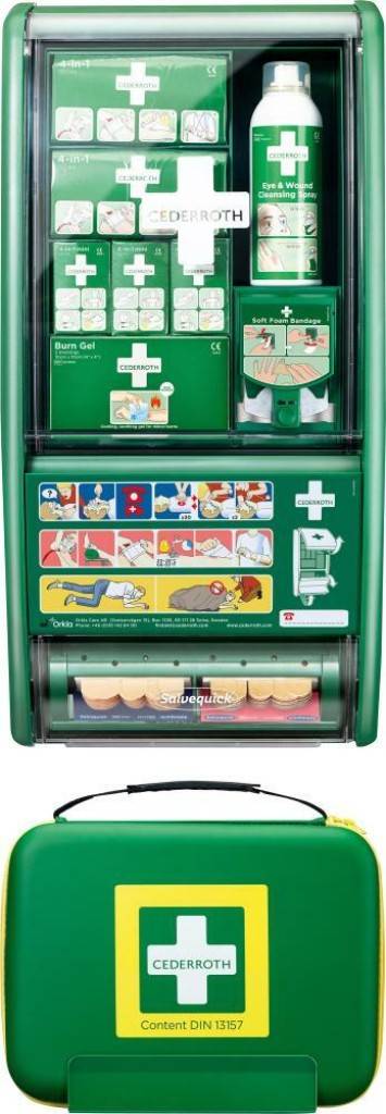 Erste Hilfe Station First Aid Station Set DIN 13157Eigenschaften Set aus einer First Aid Station und einem First Aid Kit Erste-Hilfe-Koffer Mit