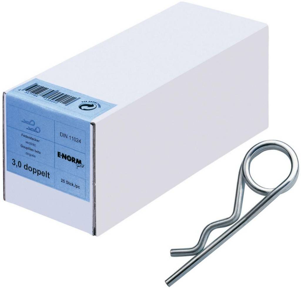 DIN 11024 Federstecker doppelt, verzinktAbmessung nach Wahl des Herstellers.