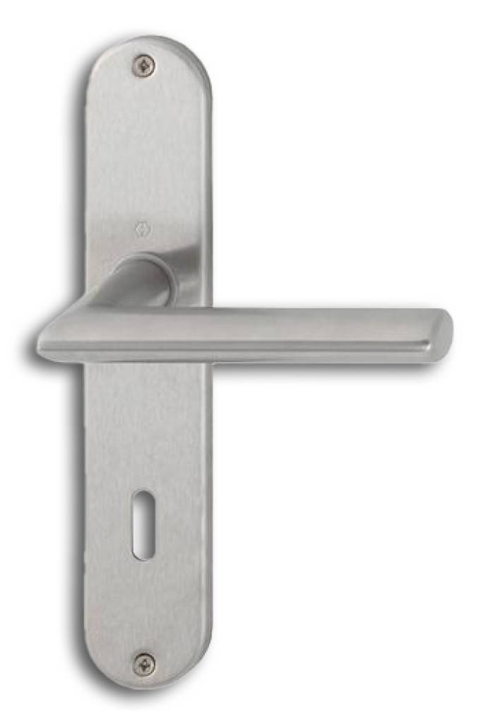 HOPPE-Edelstahl-Langschild-Türgriff-Garnitur für Innentürengeprüft nach DIN EN 1906 37-0140U, Objekt-GarniturLagerung Türgriffe lose, wartungsfre