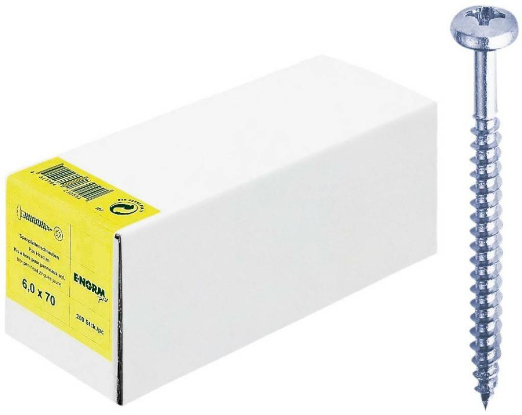 Spanplattenschraube, Pan HeadVerzinktPan Head mit PZ-AntriebVollgewindeLieferung Als Großabnahme in Handelsverpackung.