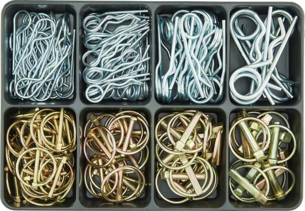 Klappsplinte-/ Federstecker-Sortiment, verzinktSortiment Nr. 24148-teiliges Klappsplinte-/ Federstecker-SortimentOberfläche blau oder gelb