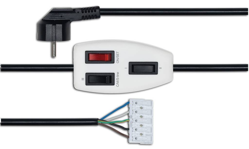 Universal-Einstellkabel zum Einstellen der Endpunkte aller elektr. Rademacher-Rohrmotore. Das Einstellkabel verfgt ber ein einfaches Bedienkonzept