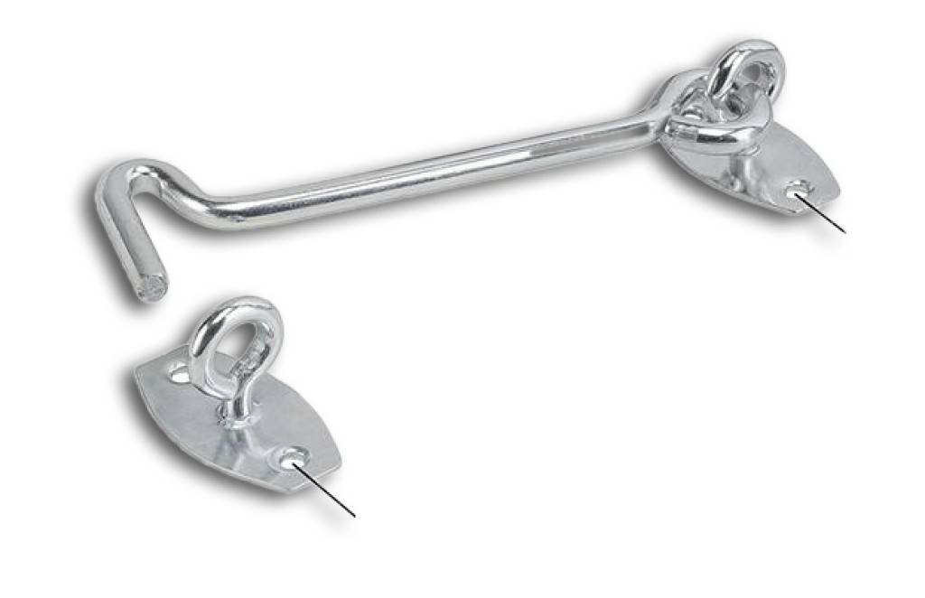 Sturmhaken mit ÖsenplatteAus Stahl, verzinktZum Anschrauben