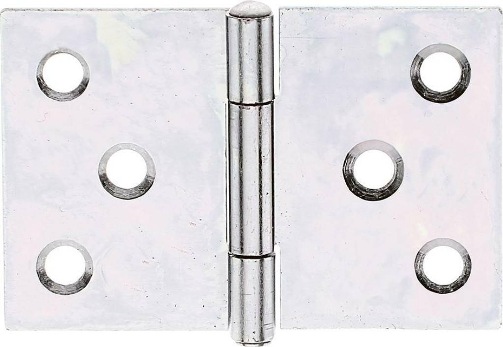 Scharnier gerollt, breitMit vernietetem EdelstahlstiftGewerbeeinteilung bis 40 mm dreiteilig, ab 50 mm fünfteiligAusführung gerolltMaterial Stahl
